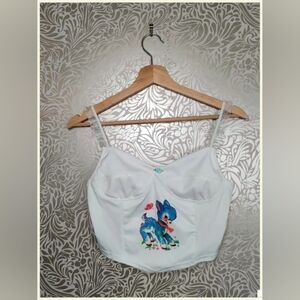 White Vintage-Inspired Cute Deer Bustier Crop Top